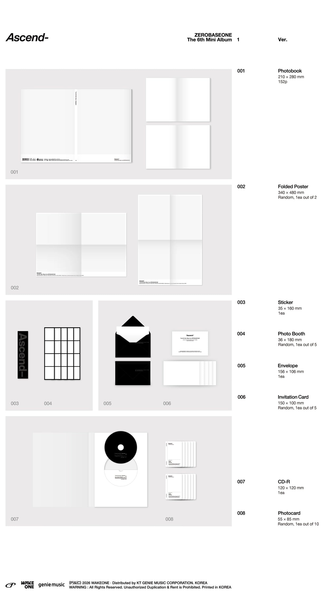ZEROBASEONE - The 6th Mini Album [Ascend-] (Photobook Ver.) (1 Ver. & 10 Ver.)