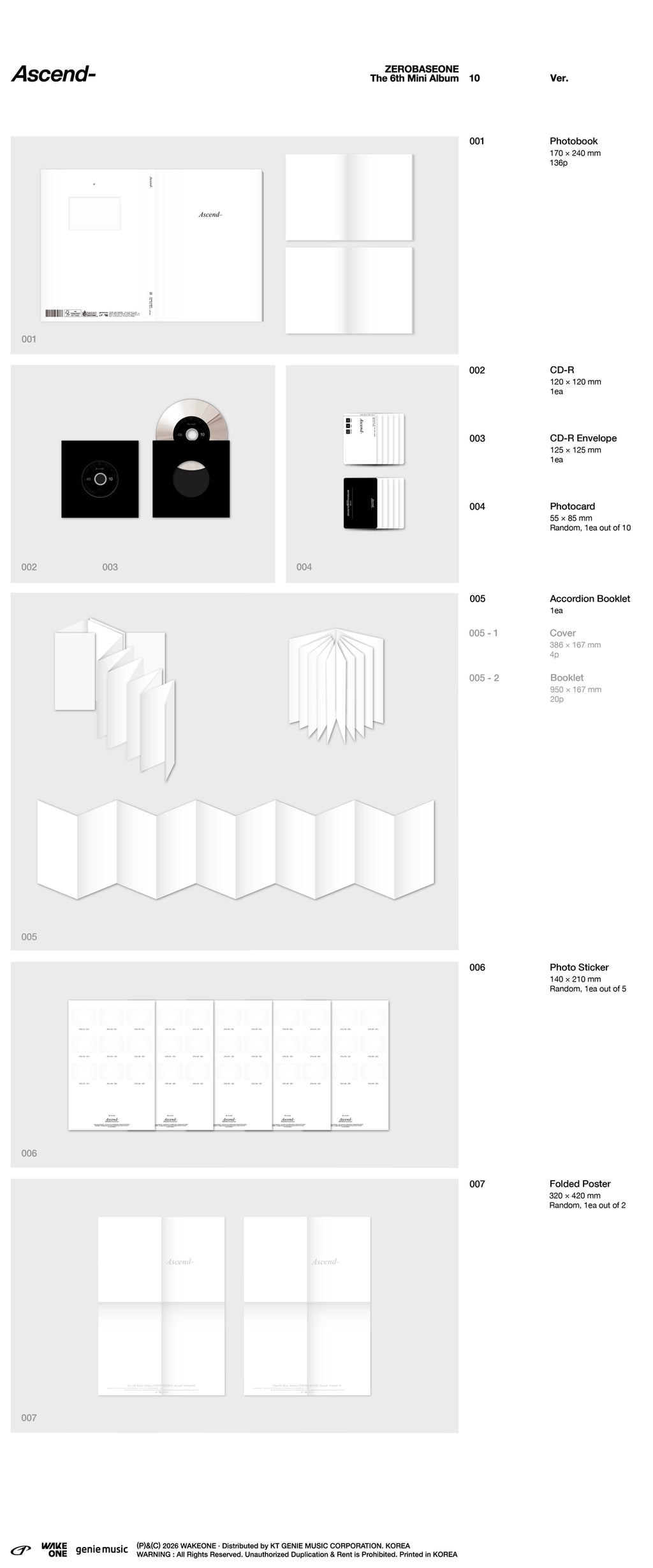 ZEROBASEONE - The 6th Mini Album [Ascend-] (Photobook Ver.) (1 Ver. & 10 Ver.)