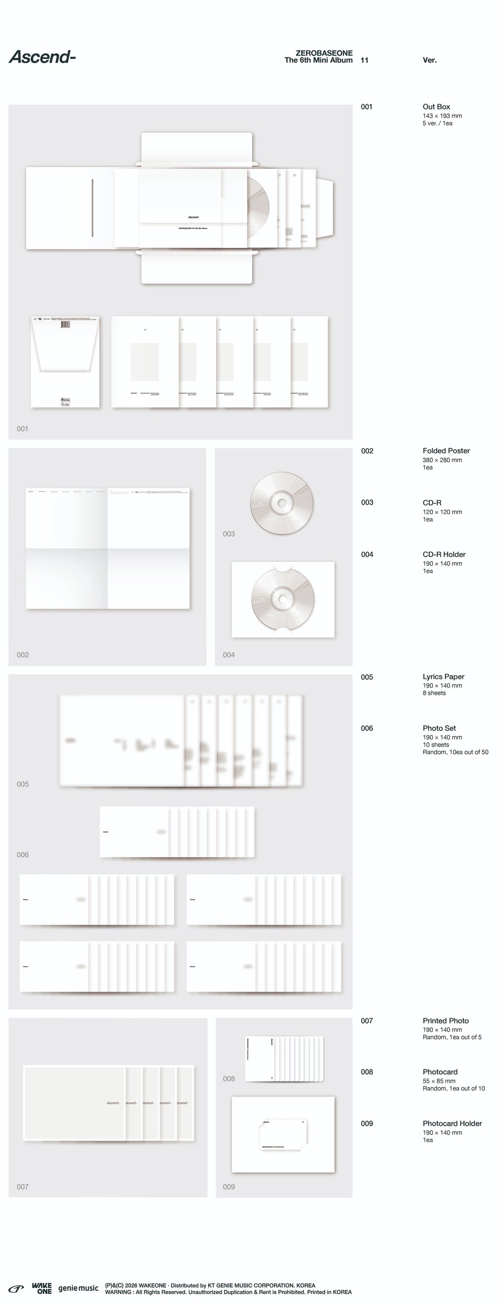 ZEROBASEONE - The 6th Mini Album [Ascend-] 11 Ver. (Random Ver.)