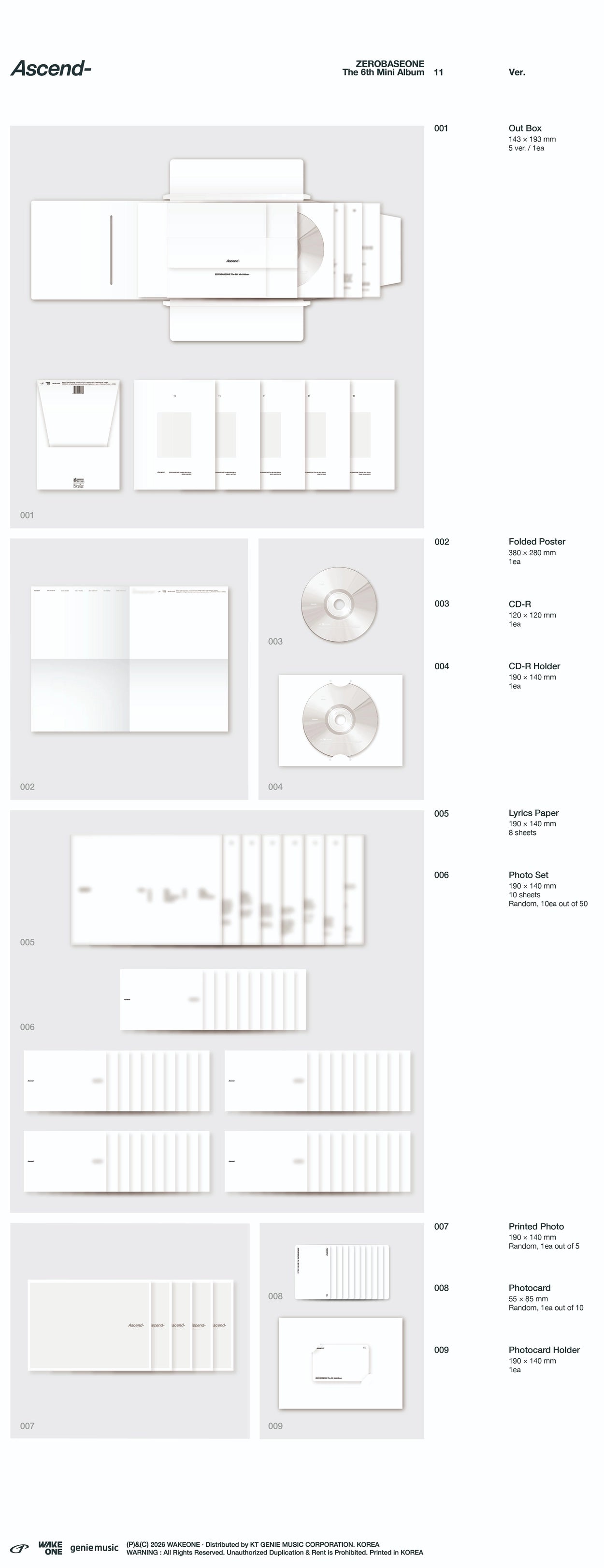 ZEROBASEONE - The 6th Mini Album [Ascend-] 11 Ver. (Random Ver.)