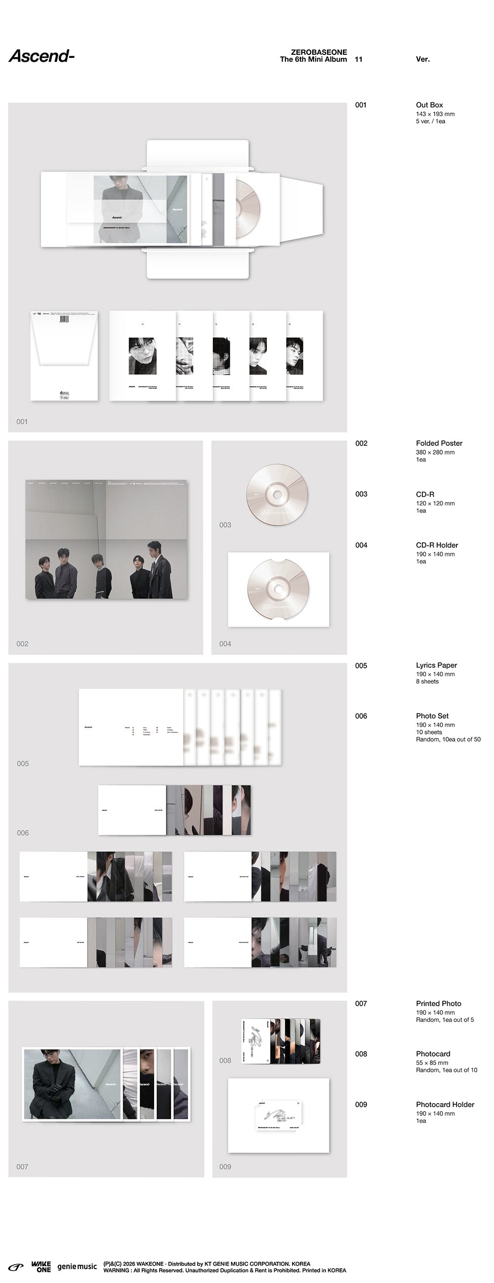ZEROBASEONE - The 6th Mini Album [Ascend-] 11 Ver. (Random Ver.)